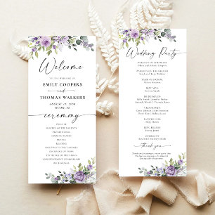 Programa de Casamento com Flores Violetas Romântic