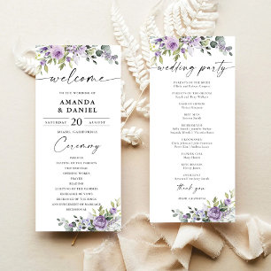 Programa de Casamento com Flores Violetas Romântic
