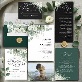 Programa de Casamento com Folhagem Esmeralda Moder