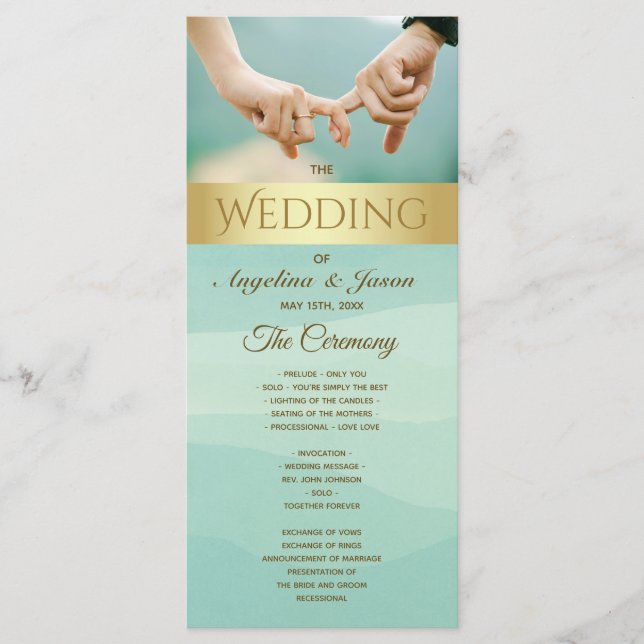 Programa de Casamento com Foto em Hortelã (Frente)