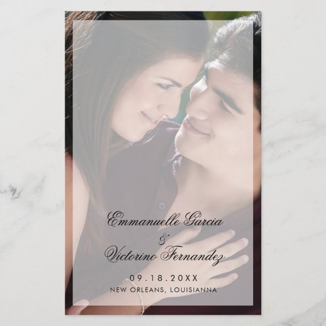 Programa de Casamento com Foto Moderno e Elegante (Frente)