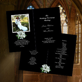 Programa de Casamento com Foto Preto e Branco Dobr