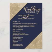 Programa de Casamento com Lantejoulas Douradas e A