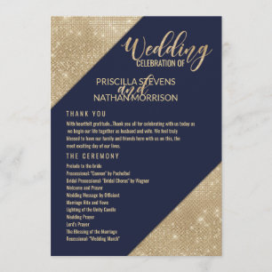 Programa de Casamento com Lantejoulas Douradas e A