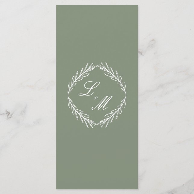 Programa de Casamento com Letra Elegante Monograma (Frente)