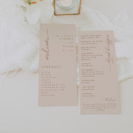 Programa de Casamento com Letra Script Bege Modern