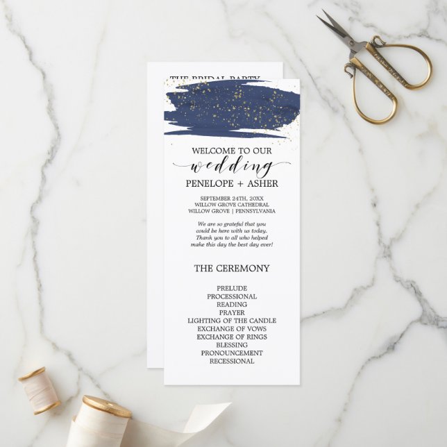 Programa de Casamento com Marinho de Aquarela e Sp (Frente/Verso In Situ)