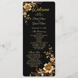 Programa de Casamento com Moldura Adornada Floral