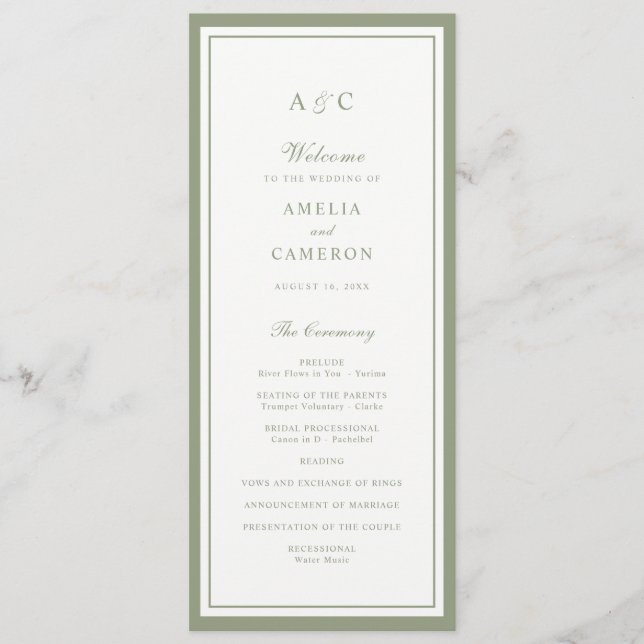 Programa de Casamento com Moldura Clássica Elegant (Frente)