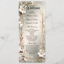 Programa de Casamento com Moldura Floral Branca Or