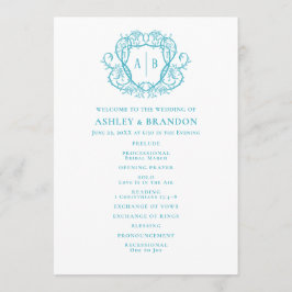 Programa de Casamento com Monograma e Crista Turqu