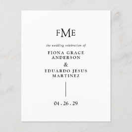 Programa de Casamento com Monograma em Negrito Fio