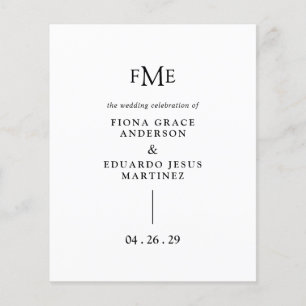 Programa de Casamento com Monograma em Negrito Fio