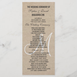 Programa de Casamento com Monograma em Tecido de L