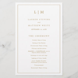 Programa de Casamento com Monograma Simples em Dou
