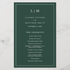 Programa de Casamento com Monograma Simples em Ver