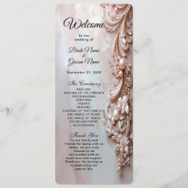 Programa de Casamento com Pérola e Floral Ornament