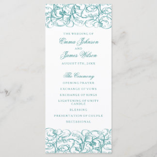 Programa de casamento com redemoinhos azuis / turq