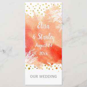 Programa de casamento com respingo de aquarela e r