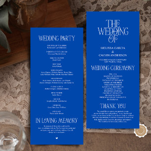 Programa de Casamento com Tipografia Azul Cobalto