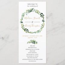 Programa de Casamento com Tipografia de Verde Eleg