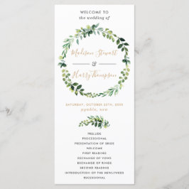 Programa de Casamento com Tipografia de Verde Eleg
