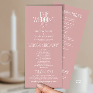 Programa de Casamento com Tipografia Dusty Rose El