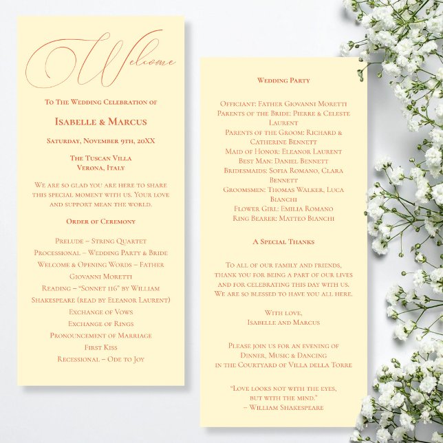 Programa de Casamento com Tons de Pôr do Sol Suave (Soft Sunset Hues Wedding Program)