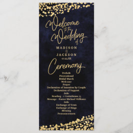 Programa de Casamento Confetti Dourado com Cor de 