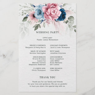 Programa de Casamento Cor-de-Rosa Azul de Pastel S