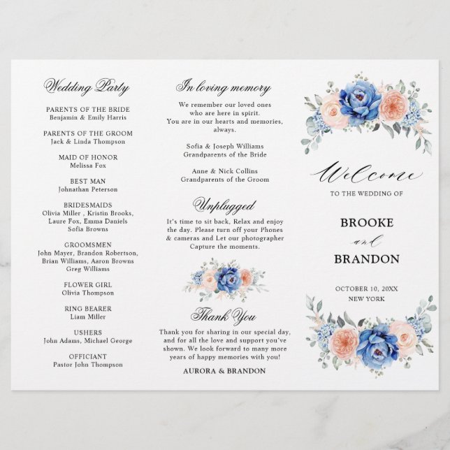 Programa de Casamento Cor-de-rosa com Pincel de ma (Frente)