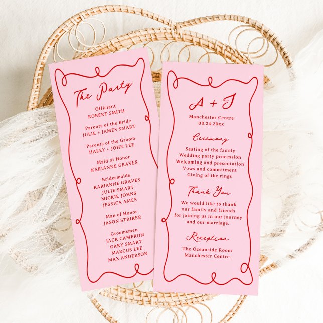 Programa de Casamento Cor-de-Rosa e Vermelho Desen (Criador carregado)