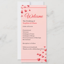 Programa de Casamento Corações Vermelhos Romântico
