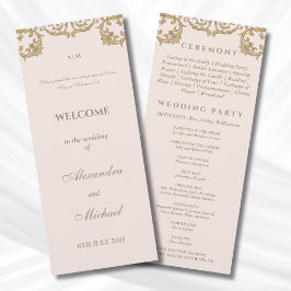 Programa de Casamento Cristão Barroco Vintage Rosa