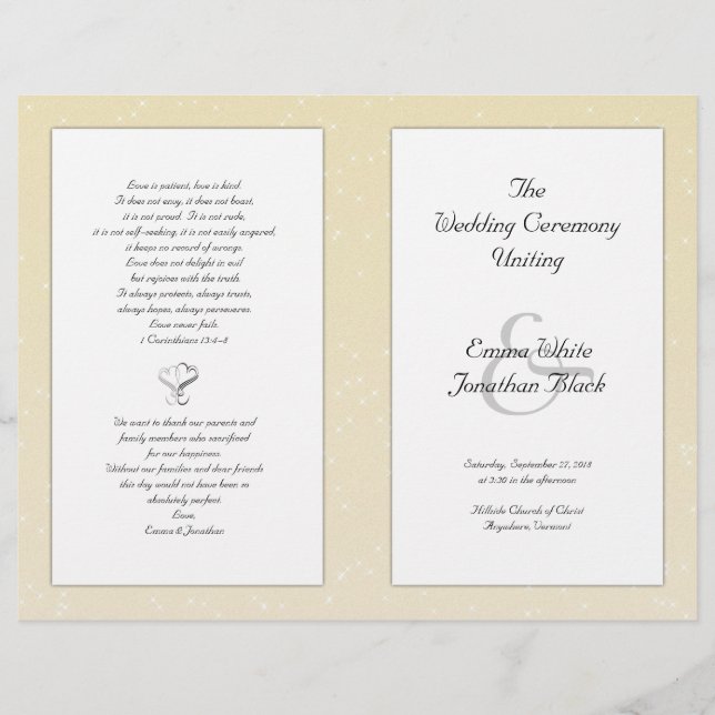 Programa de Casamento Cristão Dobrado Champanhe (Frente)