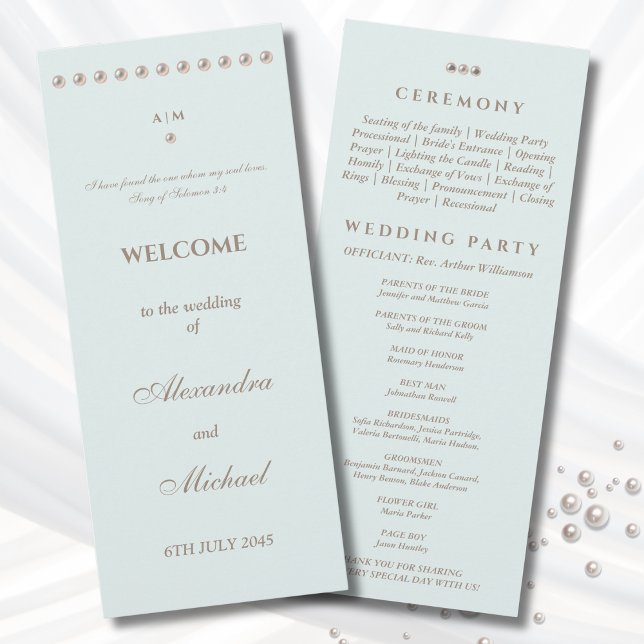 Programa de Casamento Cristão Pérola Azul Elegante (Criador carregado)