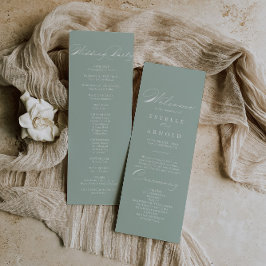 Programa de Casamento da Caligrafia Branca Verde