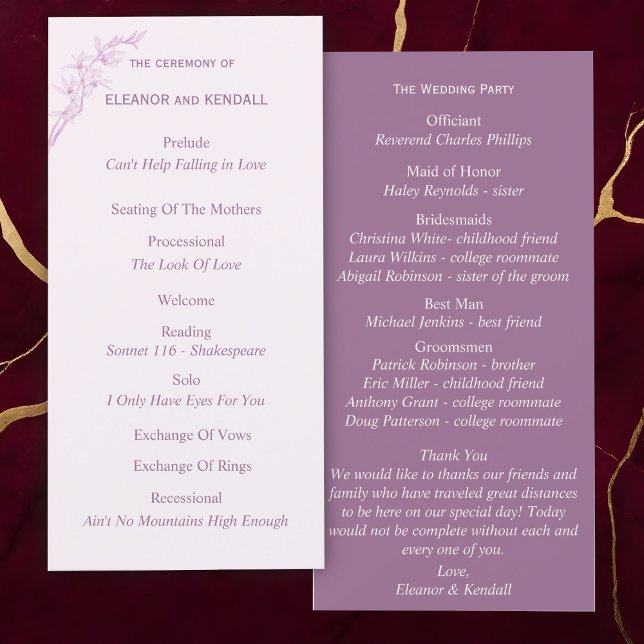 Programa de Casamento da Flor do eterno (Criador carregado)