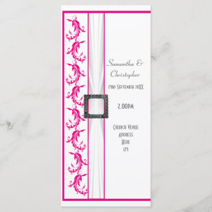Programa de casamento da igreja branca e rosa Fuch