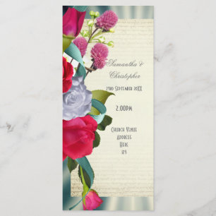 Programa de casamento da igreja de buquês de flor