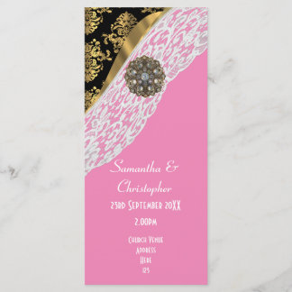 Programa de casamento da igreja de rendas brancas