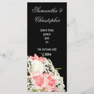Programa de casamento da igreja de rosa-preto e br