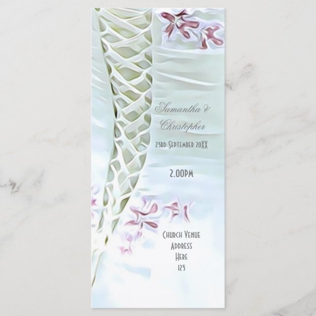 Programa de casamento da igreja de vestidos branco (Frente)