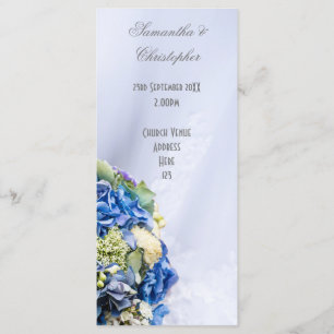 Programa de casamento da igreja floral azul