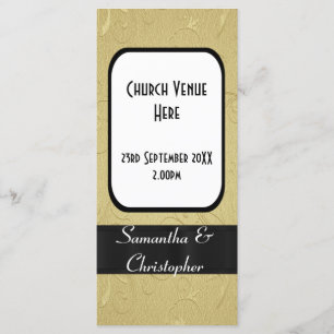 Programa de casamento da igreja negra e dourada