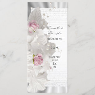 Programa de casamento da igreja rosa-rosa-branca