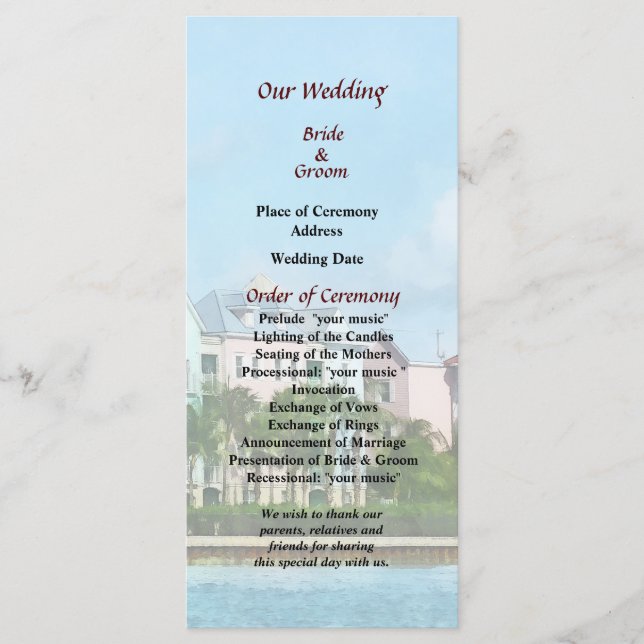 Programa de Casamento da Ilha do Paraíso (Frente)