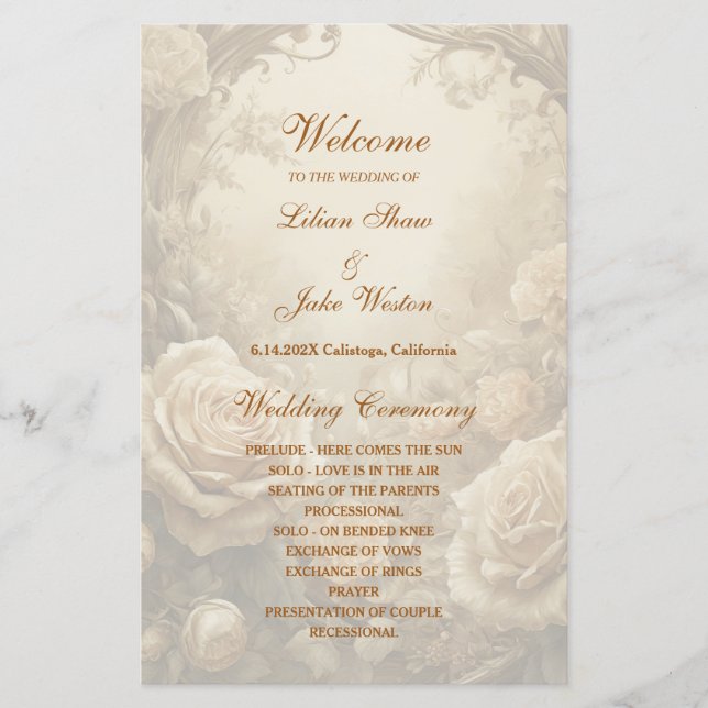 Programa de Casamento da Lovely Rose (Frente)