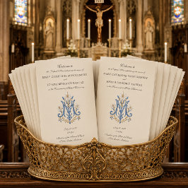 Programa de Casamento da Missa Latina com Monogram