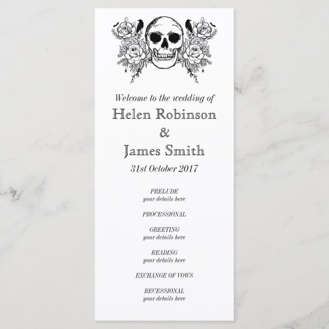 Programa de casamento da tatuagem do crânio plural (Frente)